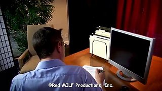 Busty MILF Blowjob - Seductive Redhead MILF in Stockings