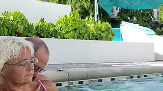 Getting Frisky in the Hot Tub. Boob Play