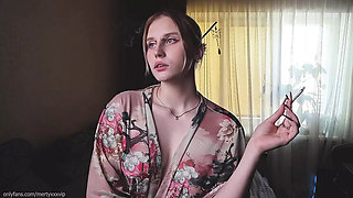 Look into My Eyes While I Smoke – Big Tits Blonde Teen Solo