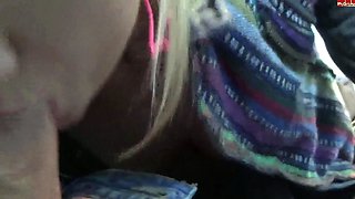 Horny blonde does professional blowjob in pov porn film