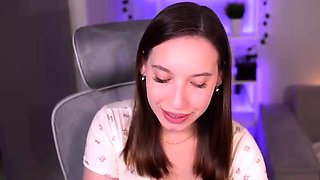 Cute curly brunette solo webcam masturbation