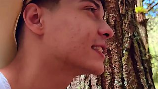 skinny Latina milf fucked in the woods and caught by stranger