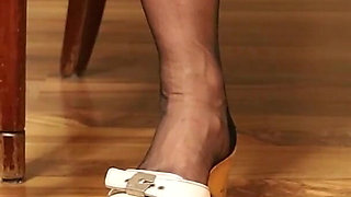 Wooden Heels, Nylon Tease & Slow Walk Seduction