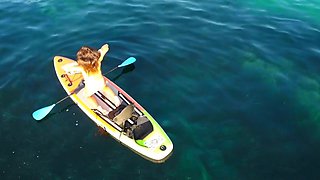 Voyeur! Sexy Hairy MILF Surfer Discovered by Drone