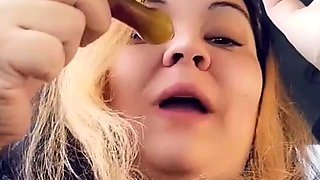 Brunette and her toys have close up masturbation sex
