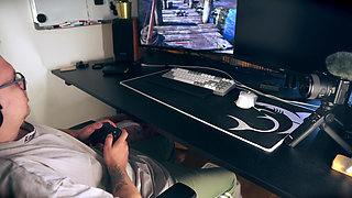 Stepmom Seduces Stepson Under Desk for Facial While He Games