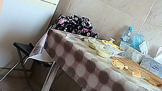 Amateur Wife in the Kitchen, Hairy Pussy, Hairy Ass, Big Tits, Big Nipples, Long Hair.