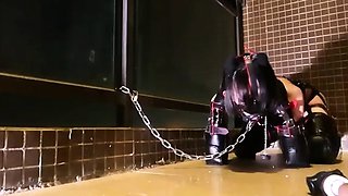 The Mask Man Femboy Puppy Balcony Training Steel Hook Gag