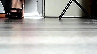 Strappy Stilettos and a Red High Slit Dress