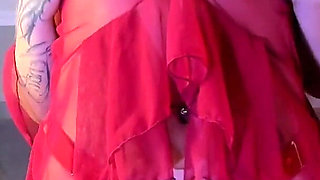 A Delicious Latina in Red Lingerie Shows You Her Tits