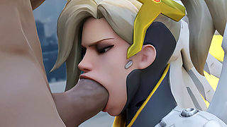 Mercy Overwatch - Sloppy Blowjob & Missionary Fuck (3d Animation)