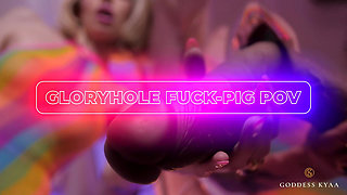 Gloryhole Fuck-pig POV Cocksucker Training with Goddess Kyaa