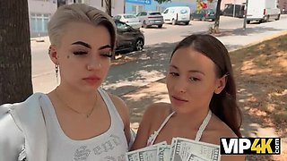 VIP4K Lesbian Girls Lick Pussy for Money in Front of Stranger