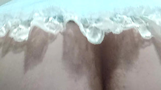 Thick Ass BBW Rides Vibrating Dildo In Maid Lingerie