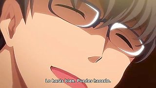 The older men make her give them handjobs and blowjobs, then penetrate her in both holes at the same time and cum inside her.