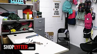 Thicc babe Crystal Chase lets officer jizz on her enormous Natural Tits in the backroom - shoplyfter