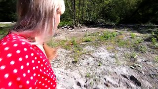 Blonde Babe's Naked Walk to Ruins - BDSM Solo Webcam Show