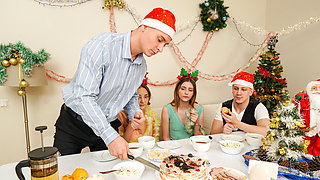Christmas group scene with the sexiest Russian teens