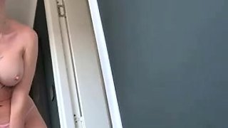 Sexy Blonde Babe With Big Boobs Strips Bra