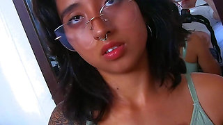 School Tattoed Babe Giving Blowjob