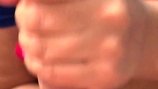 Barcelona Fan Jerked off My Huge Cock on Cum on Her Huge Breasts