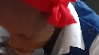Black Girl Sucks and Rides White Cocl in Uniform
