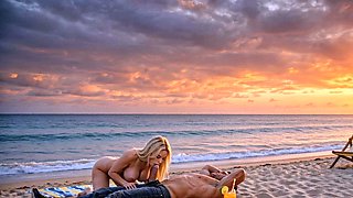 Blonde Sucks Cock On The Beach (AI)