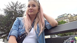 German Scout Picks Up Curvy College Teen for Street Casting - Big Tits & Hairy Pussy