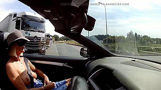 Blindfolded Titty Tuesday Flashes Trucker