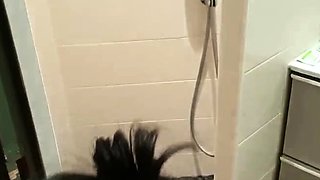 June Liu - Asian Having Fun in Bathroom