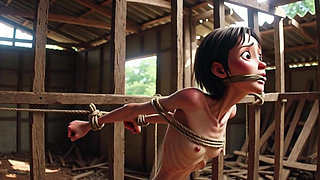 Extremely Skinny Girl in Bondage - Desperate in Brazilian Construction Site