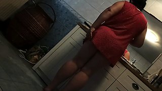 nice upskirt wife in red dress