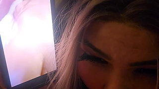 Watching me cuck him during SPH & light CBT! Flat pink pussy chastity for cuckie lol