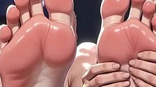 Old Woman Licking Muscular Womans Feet in Gym - Humiliation