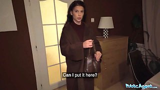 Lonely fest lady sneaks off for casting - public agent