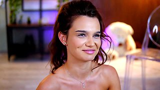 Stunning Brunette Teases in Lingerie Before Intense Toy Play