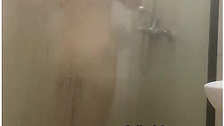 Lets Pretend Im Your Maid, Cleaning The Shower Glass With My Tits Like A Slut