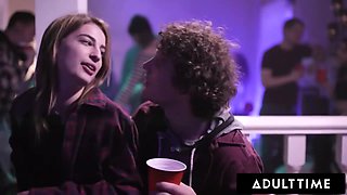 Closeted Teen 18+ Watches Lesbians Fuck At College Party