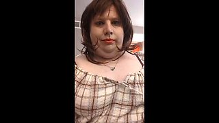 Kelli UKs Bondaged Sissy Hotel Dildo Slutting in Chastity Clamps