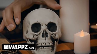 Swappz - innocent step sisters Serena Santos & Leana Lovings screw away their porn devils