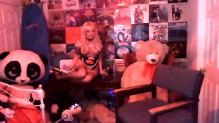 Blonde in stocking masturbation