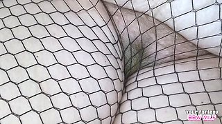 BBW Wife Homemade: Cheating MILF Aunt Jane Gets Cum on Her Fishnet Pantyhose - Big Tits Amateur