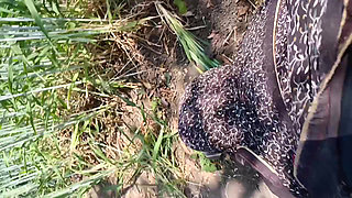 Beautiful stepsister and brother from the village fucking their sister's ass in their wheat field Sexy video of pure desi s