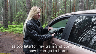 MILF Gets Small Ass Fucked in Public by Car Driver