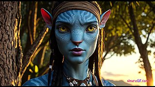 Avatar babes swallows monster cock deep in Pandora jungle