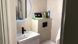 Amateur Brunette Murmuriel Shower Solo - Big Natural Tits POV Dildo Masturbation