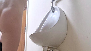 Girl Pisses Mens Bathroom Risky Pee