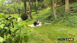 Hunt4K: Maya and her hot girlfriend get wild in the woods with pantyhose-clad pussy-shaking action