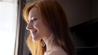 Redhead fetish queen on hot bike