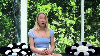 POV fun with cute blonde newbie after interview
